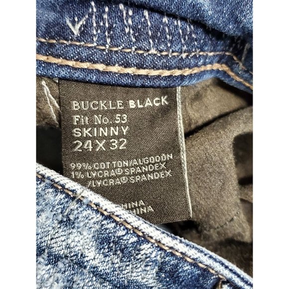 Buckle Black Skinny Jeans Fit 53 Size 24x 32 Distressed Rips - Picture 6 of 6